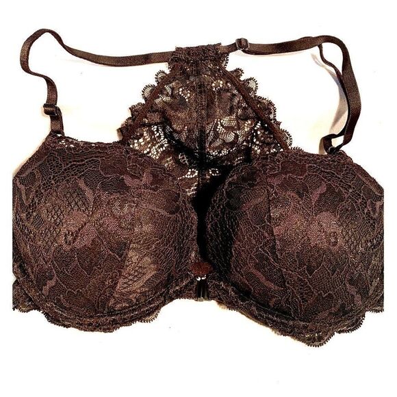 BLACK LACE DATE RACERBACK FRONT CLOSURE 32 D - Picture 1 of 5